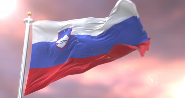 Flag of Slovenia at Sunset