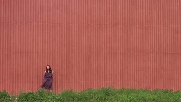 Girl near wall