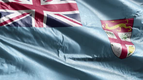 Fiji textile flag waving on the wind. Slow motion. 20 seconds loop.