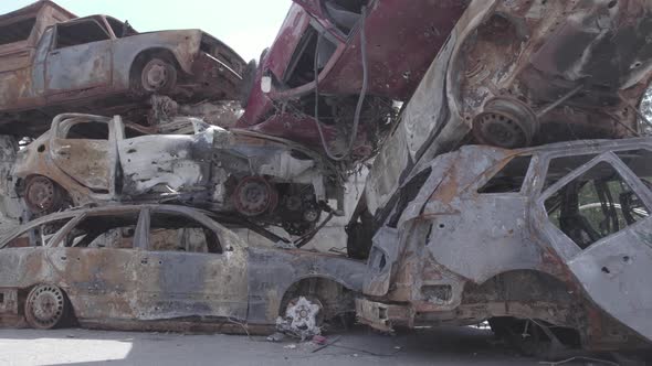 Wardestroyed Cars in Irpin Bucha District Ukraine