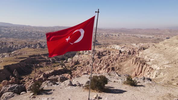 Aerial View Flag Turkey Cappadocia
