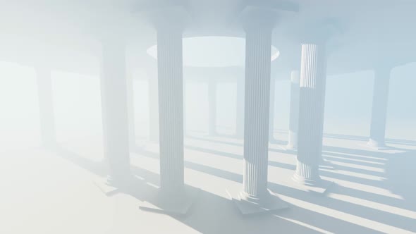 Islamic Futuristic White Pillars With Bright Sunlight 1