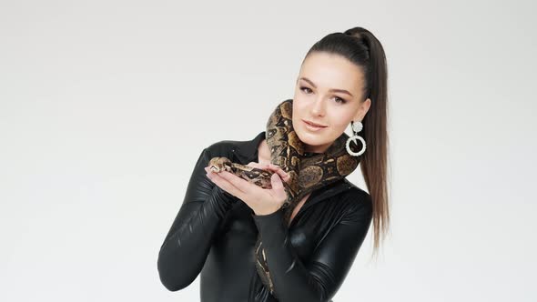 Close Up View of Snake on a Woman's Hands