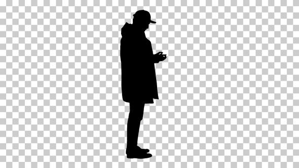 Silhouette Man using sanitizer spray, Alpha Channel alt
