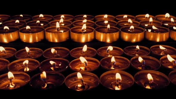 Passing Rows Of Candles In Church