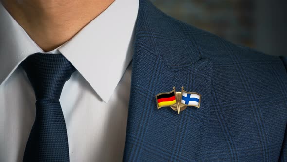 Businessman Friend Flags Pin Germany Finland