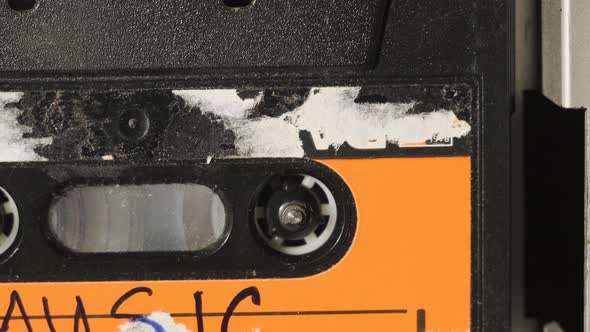 Music  Inscription on Cassette in Old Tape Recorder