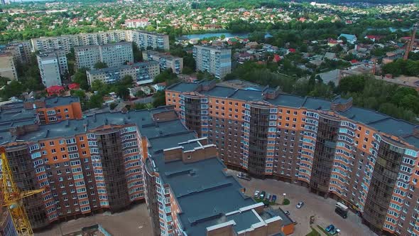 Residential area buildings. Aerial view of urban residential area