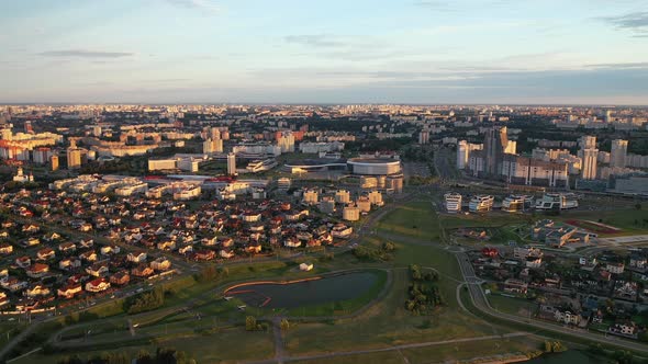 a Picturesque Sunset on the Drozdy District and a View of the City of Minsk.Belarus