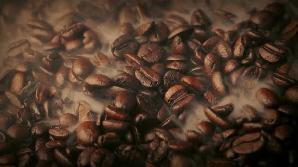 Hot Coffee Beans Steaming