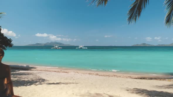 Sexy Girl Relax on White Sand Beach