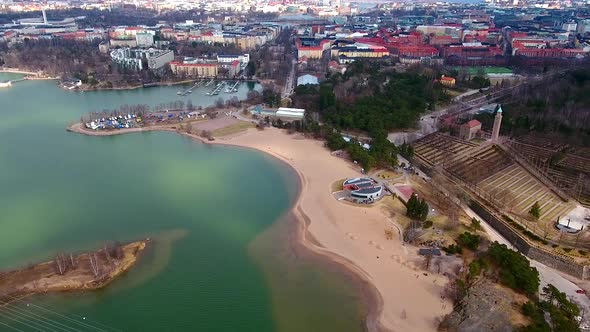 The Sea Shore in an Aerial View in Helsinki Finland