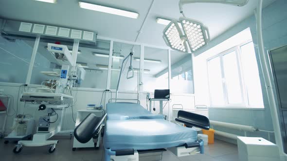 Hospital Bed in an Empty Labour Ward