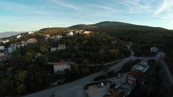 Aerial view of buildings and roads in Vrbnik Town