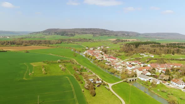 Aerial shot of the Town in the Farm