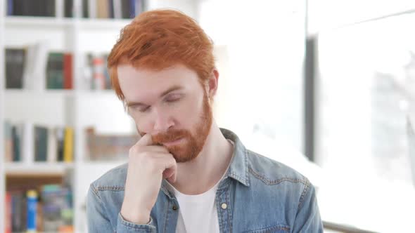 Yawning Tired Casual Redhead Man