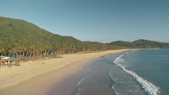 Slow Motion of Waves at Ocean Coast Aerial