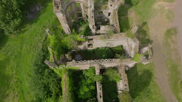 Tilt Up Showing Within The Abandoned Ruins Of Cambusnethan Priory