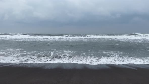 Stormy Seas from Black Sand Beach on Indonesia Island - Static