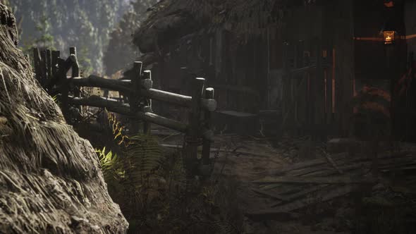 Old Retro Village in Pine Forest alt