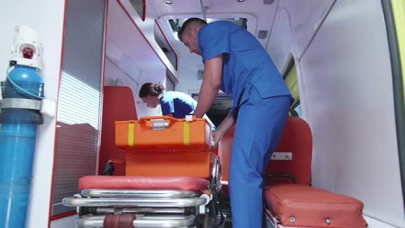 Corpsman and Nurse Pack Equipment in Ambulance Car