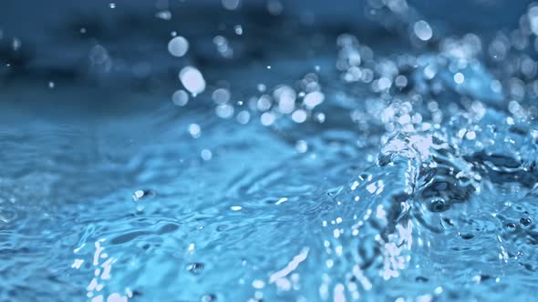 Super Slow Motion Shot of Blue Clear Water Surface at 1000 Fps