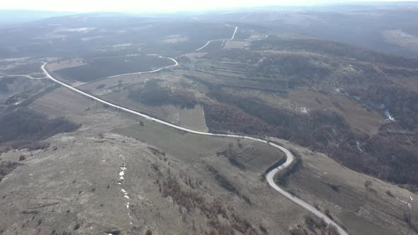 Endless valley and road over  4K drone footage