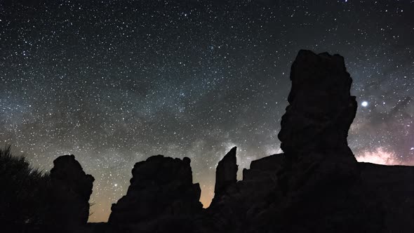 Timelapse of Milky Way Over Roques De Garcia, Tenerife