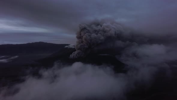 Volcano Eruption at Dawn Ashes Break Out of the Volcano's Vent