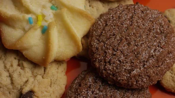 Cinematic, Rotating Shot of Cookies on a Plate 