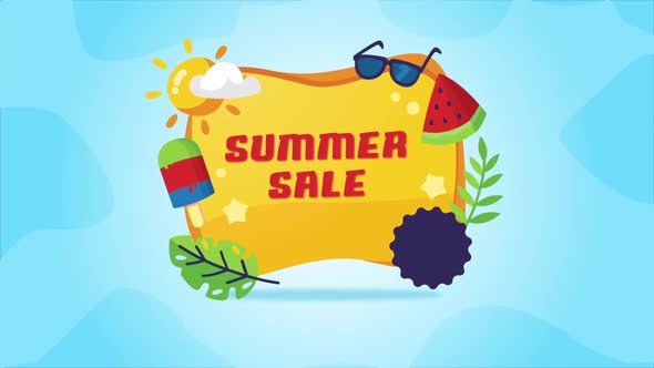 Cartoon Summer Sale Discount Banner