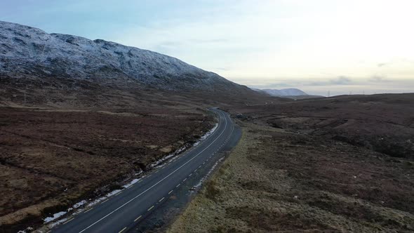 Flying Next To the R251 Highway Close To Mount Errigal, the Highest Mountain in Donegal - Ireland