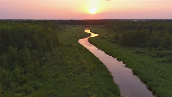 Beautiful Aerial Shot of the Vohandu River in Estonia