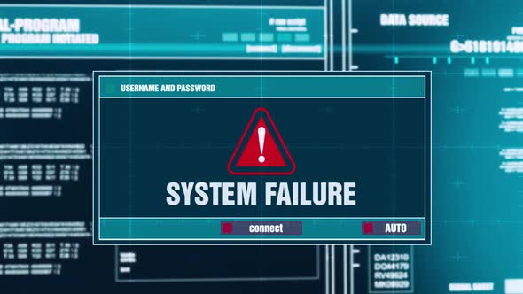 System Failure Warning Notification on Digital Security Alert on Screen.