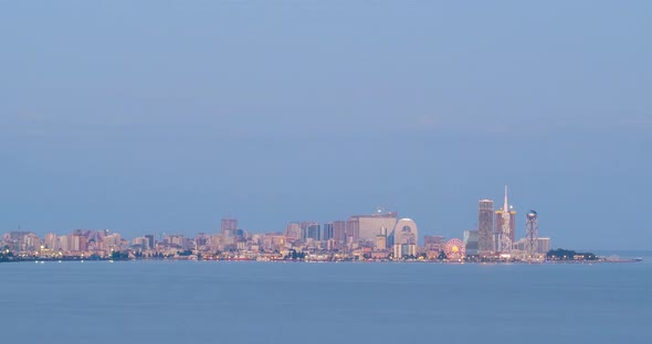 Amazing timelapse of Batumi city skyline. day to night time lapse of Batumi 2020