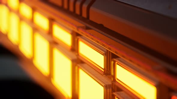 Yellow Lights and Metal Pannels in Futuristic Interior alt