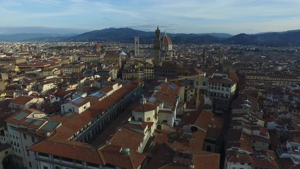 Aerial view of old buildings, Florence