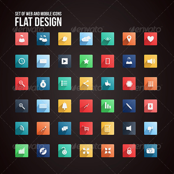 Universal Flat icon set for Web and Mobile