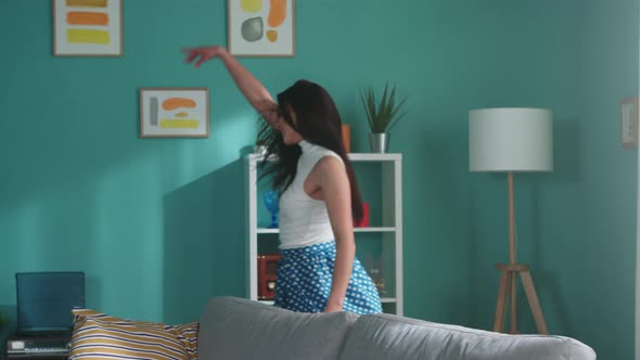 Woman Is Dancing In Flat