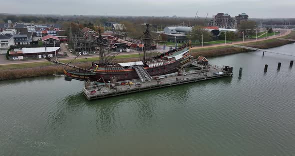 Batavia Historical Vessel Ship in the Water in Lelystad The Netherlands