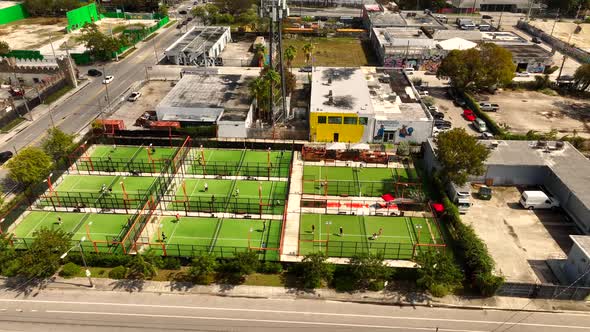 Padel Club Wynwood Miami. 4k Aerial Drone Video