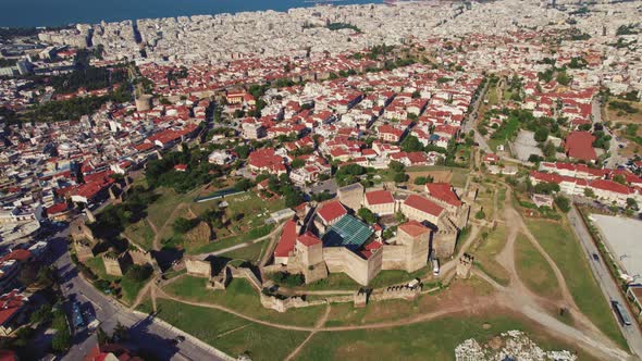 Aerial View of Fortress of Seven Towers Heptapyrgion Fortress Thessaloniki Greece
