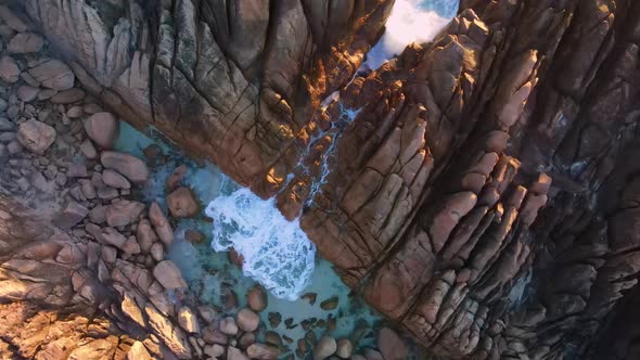 Aerial footage of the natural spa at Injidup in Western Australia
