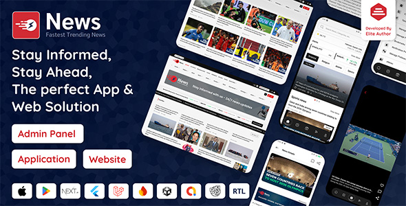 News App and Web - Flutter News App for Android and iOS App | Laravel Admin Panel + News Website