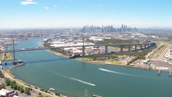 Traffic Bridge City - Drone Shot