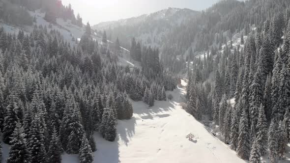 Aerial Landscape of Beautiful Winter Mountains