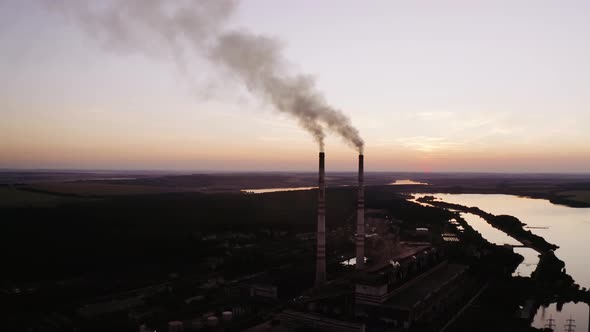 Industrial Factory Near the River