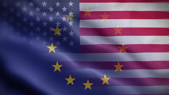EU USA Flag Loop Background 4K