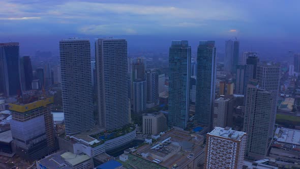 Makati City Skyline and Modern Buildings Business District of Metro Manila, Philippines. Aerial 