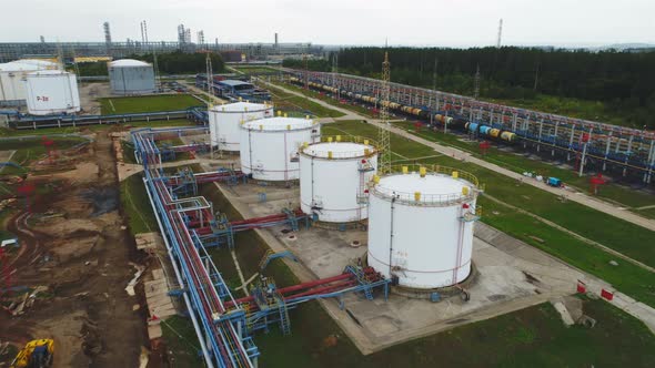 Flycam Moves Above Petrochemical Tanks on Oil Company Territory